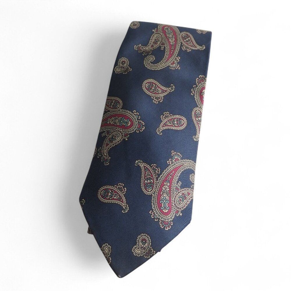 F.Rees & Co Vintage Blue Paisley Pattern Silk Neck‎ Tie Multicolor